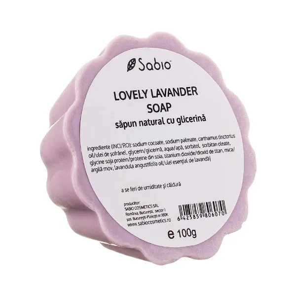 Sapun natural cu glicerina Lovely Lavender, 100 g, Sabio