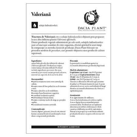 Tinctura de Valeriana, 50 ml, Dacia Plant 593341