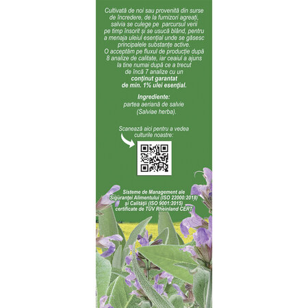 Ceai de Salvie frunze G 94, 50 g, Fares 618209