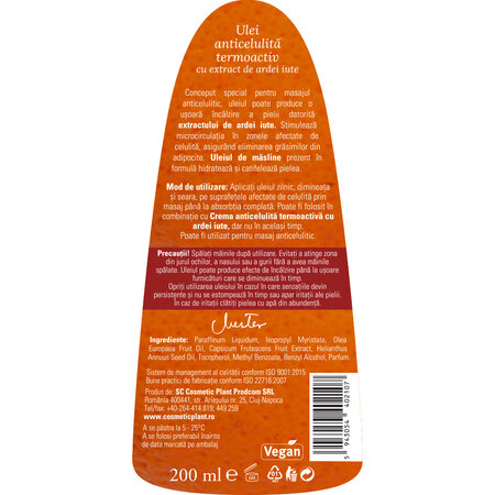 Ulei anticelulita termoactiv cu extract de ardei iute, 200 ml, Cosmetic Plant 712474