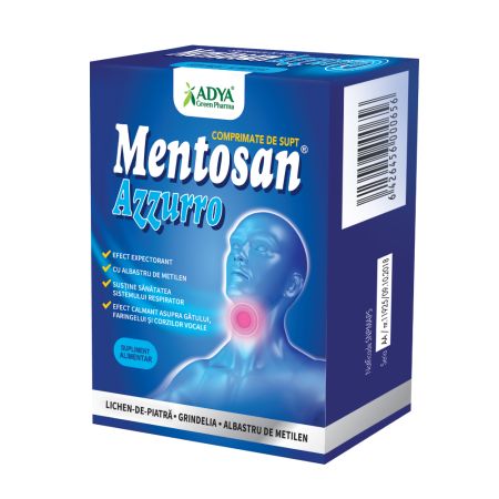 Mentosan Azzurro, 20 comprimate, Adya