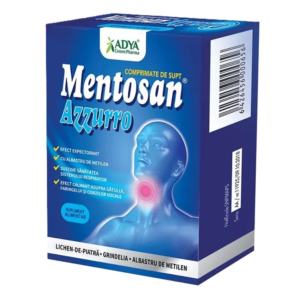 Mentosan Azzurro, 30 comprimate, Adya