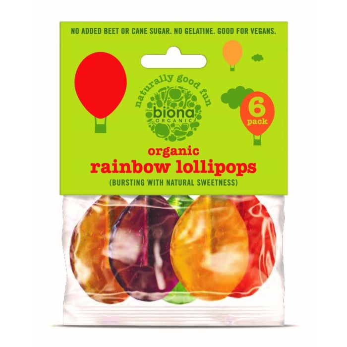 Acadele rainbow, fara zahar bio, 6 bucati, Biona