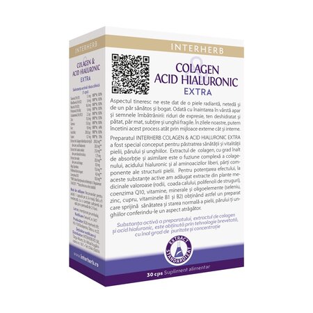Colagen si acid hialuronic Extra, 30 capsule, Interherb 709397