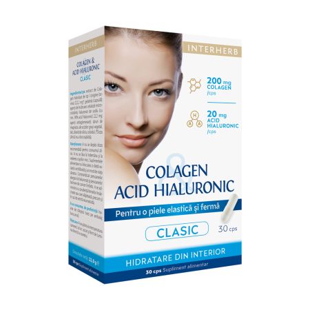 Colagen cu Acid Hialuronic Clasic, 30 capsule, Interherb
