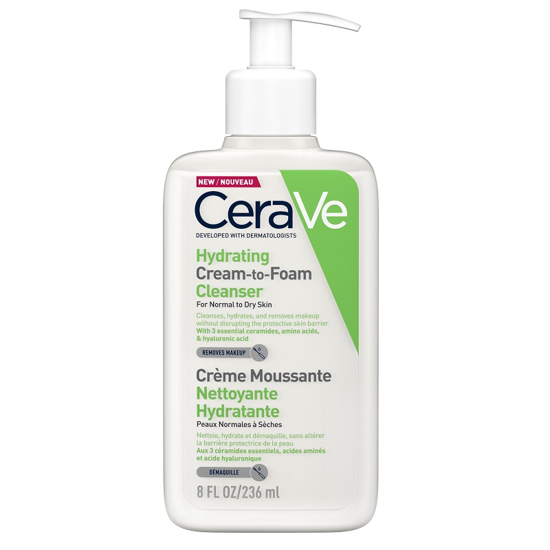 Crema de curatare spumanta si hidratanta pentru ten normal-uscat, 236 ml, CeraVe