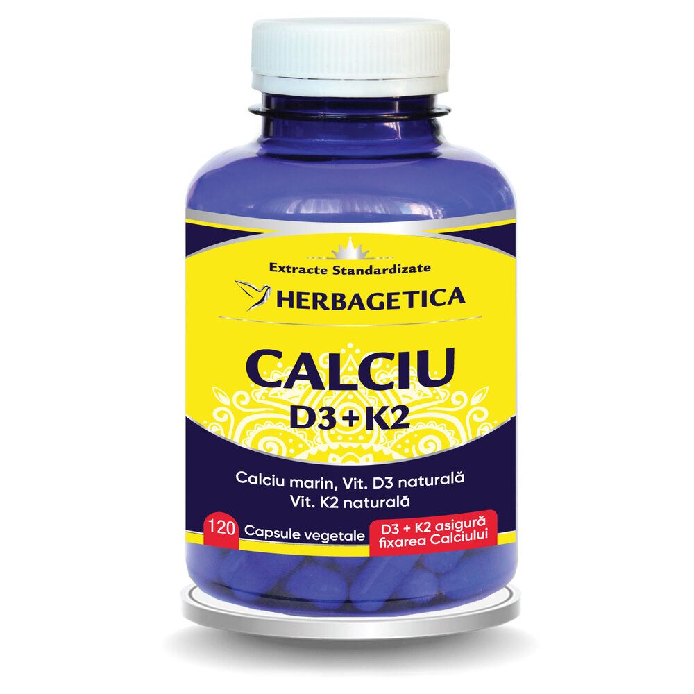 Calciu + D3 + K2, 120 capsule, Herbagetica
