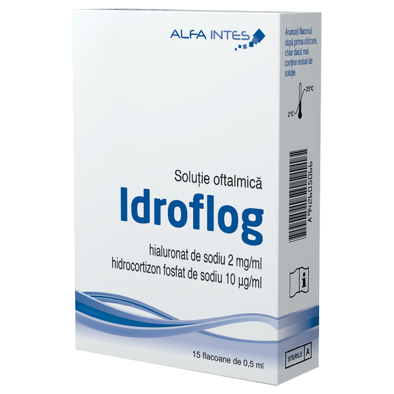  Solutie oftalmica Idroflog, 15 x 0,5 ml, Alfa Intes