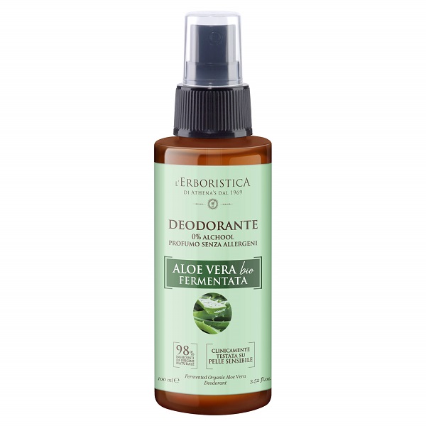 Deodorant vegan fara alcool cu Aloe Vera bio fermentata, 100 ml, L'Erboristica