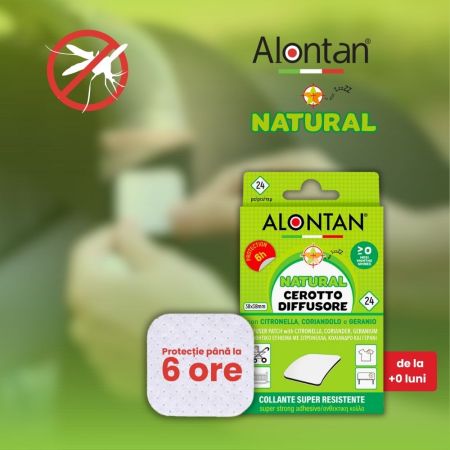 Plasturi cu uleiuri esentiale naturale Alontan Natural, de la 0+ luni, 24 bucati, Pietrasanta Pharma 659055