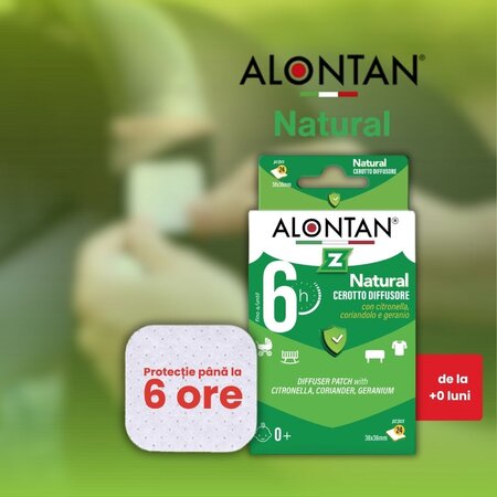 Plasturi cu uleiuri esentiale naturale Alontan Natural, de la 0+ luni, 24 bucati, Pietrasanta Pharma 746080
