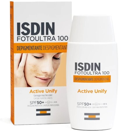 Crema de fata cu protectie solara SPF50+ PA++++ Foto Ultra 100 Active Unify, 50 ml, Isdin