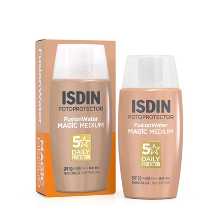 Crema de protectie solara pentru fata cu SPF 50 Fusion Water Color, Medium, 50 ml, Isdin