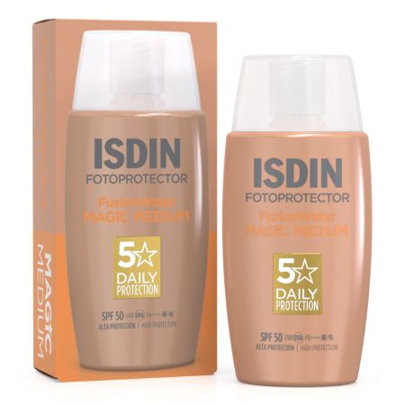 Crema de protectie solara pentru fata cu SPF 50 Fusion Water Color, Medium, 50 ml, Isdin