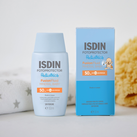 Fluid mineral de protectie solara pentru copii cu SPF 50 Fusion Fluid, 50 ml, Isdin 727065