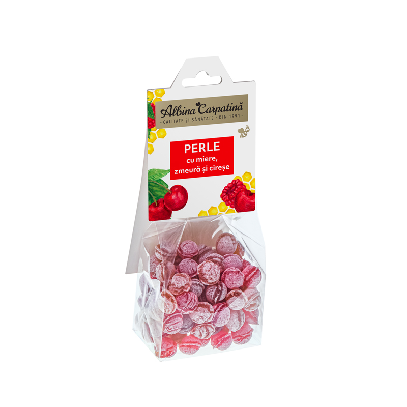 Perle cu miere zmeura si cirese, 100 g, Albina Carpatina