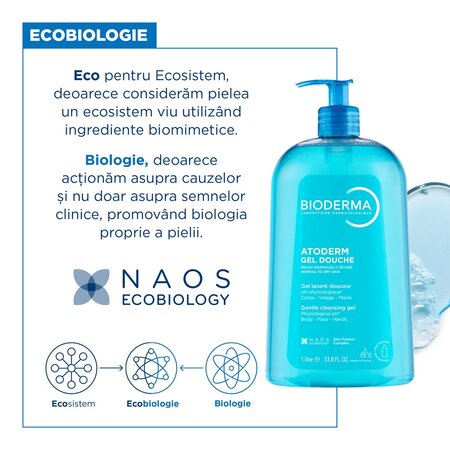 Gel de dus pentru piele normala, uscata si sensibila Atoderm, 1000 ml, Bioderma 702472