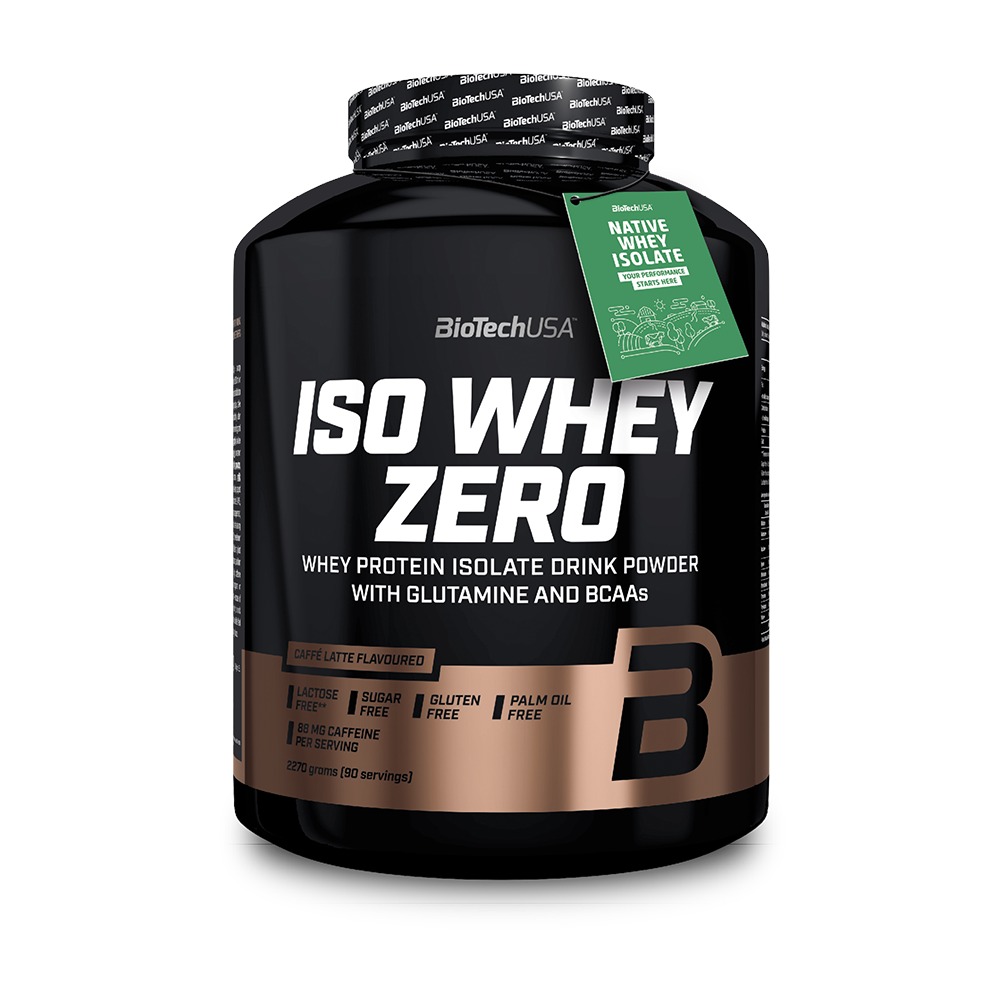 Pudra proteica Iso Whey Zero Caffe Latte, 2270 g, Biotech USA