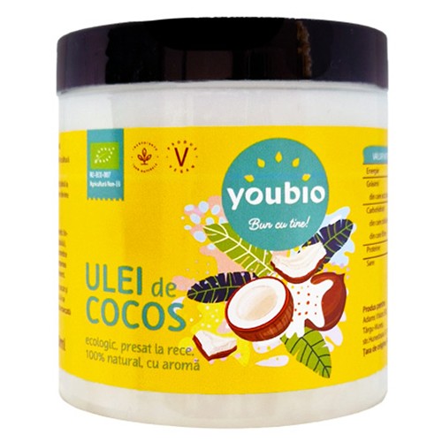 Ulei de Cocos Bio presat la rece youbio, 250 ml, Adams Vision