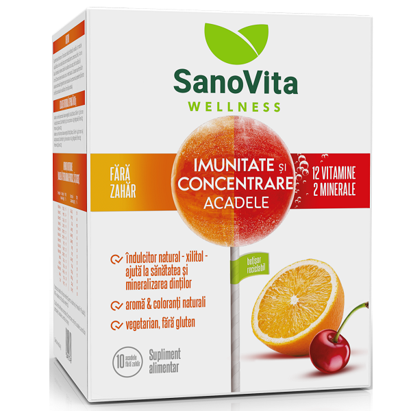 Acadele fara gluten pentru imunitate si concentrare, 10 bucati, Sanovita Wellness