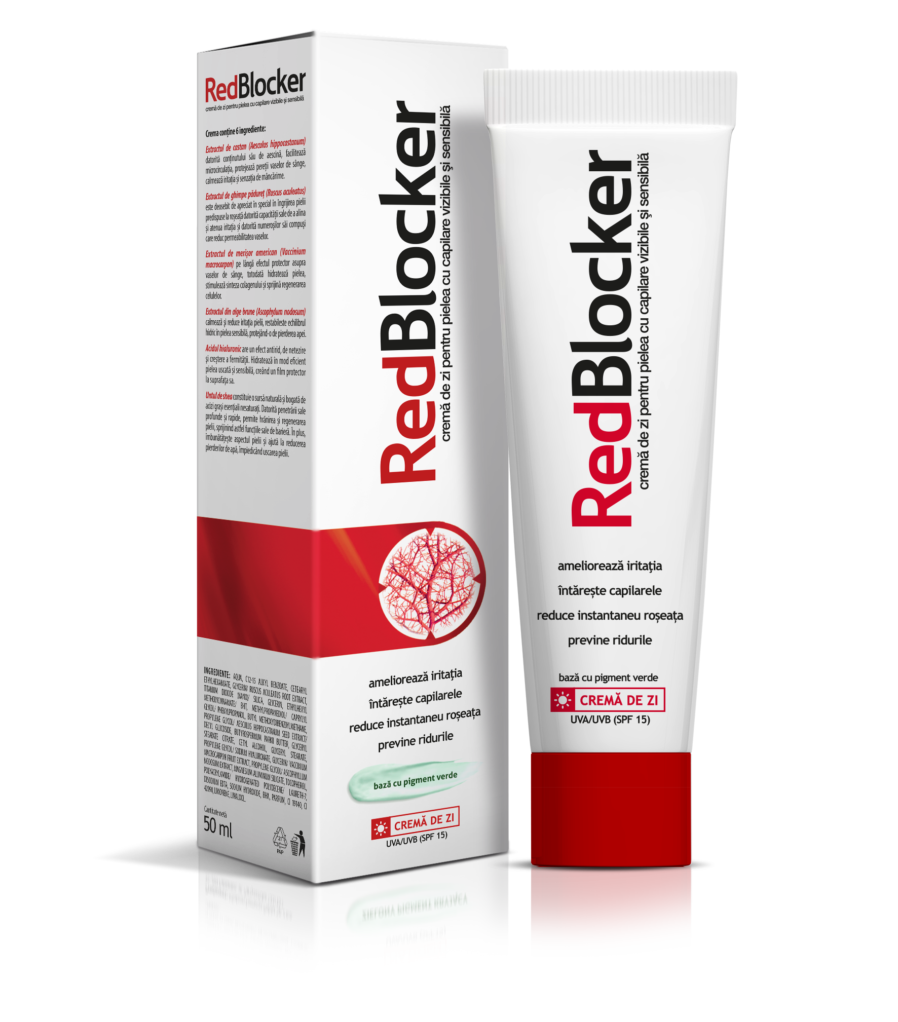 Crema de zi pentru capilare fragile RedBlocker, 50 ml, Aflofarm