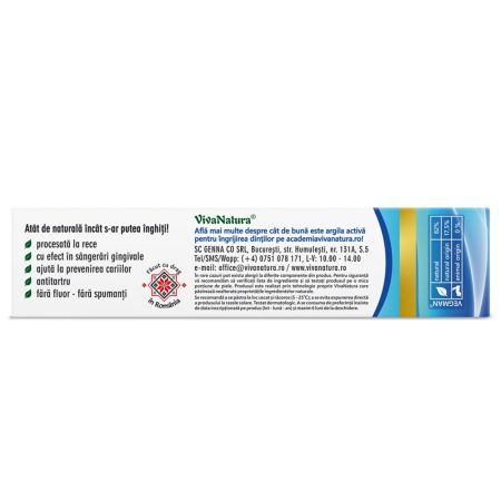 Pasta de dinti cu argila si aloe vera Argentum, 50 ml, Vivanatura 709638