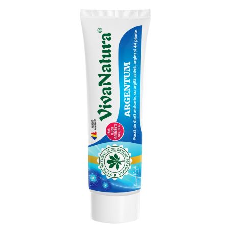 Pasta de dinti cu argila si aloe vera Argentum, 50 ml, Vivanatura 709634