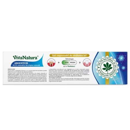 Pasta de dinti naturala cu argila si argint Argentum, 80 ml, Vivanatura 709615