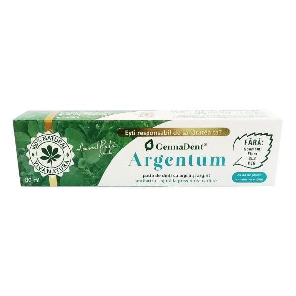 Pasta de dinti GennaDent Argentum, 80 ml, Vivanatura