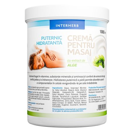 Crema puternic hidratanta pentru masaj, 1000 ml, Interherb