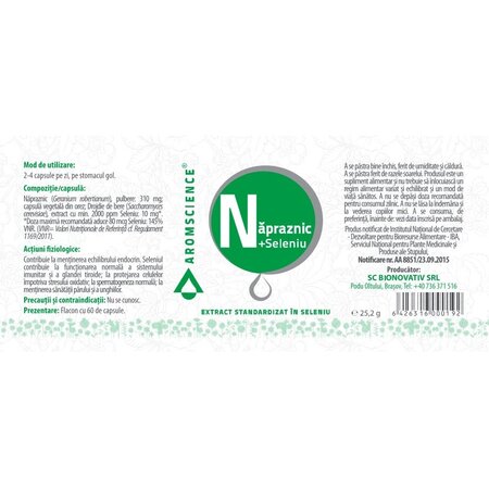Napraznic + Seleniu Aromscience, 60 capsule, Bionovativ 705036