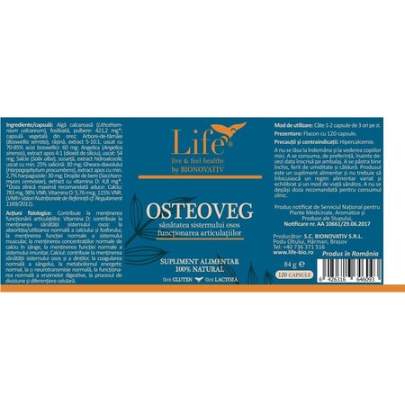 OsteoVeg Life, 120 capsule, Bionovativ 731631