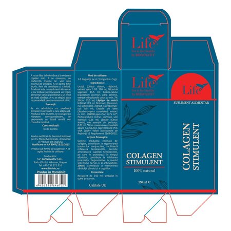 Suspensie Colagen Stimulent Life, 150 ml, Bionovativ 710892