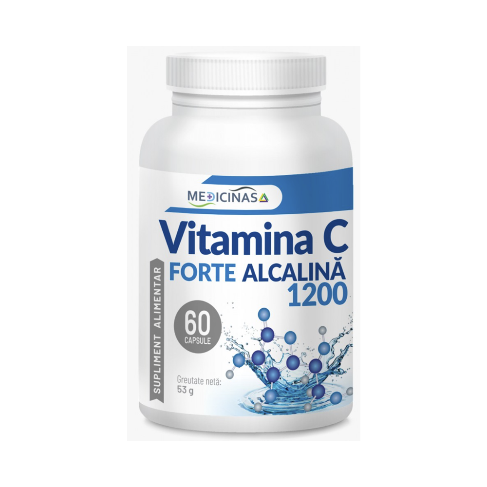 Vitamina C Forte alcalina 1200, 60 capsule vegetale, Medicinas