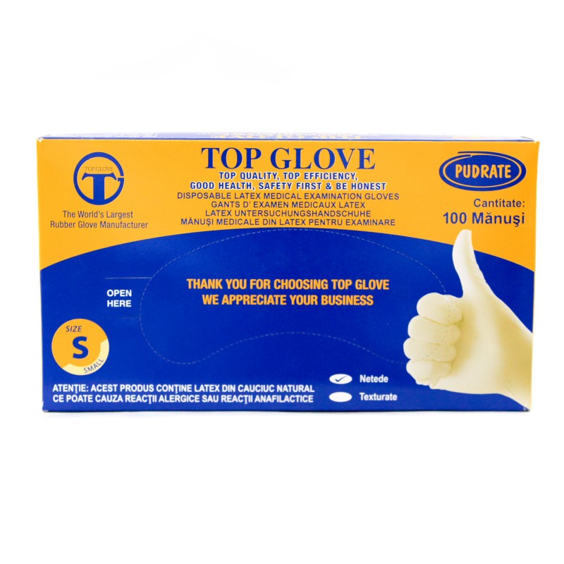 Manusi din latex Roval Med, Marimea S, 100 bucati, Top Glove