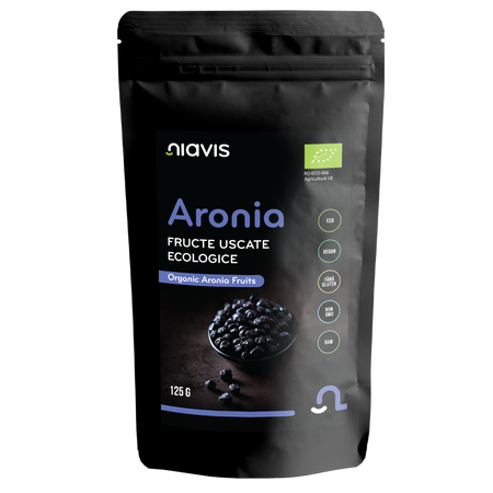 Aronia Fructe Uscate Raw Ecologice, 125g, Niavis