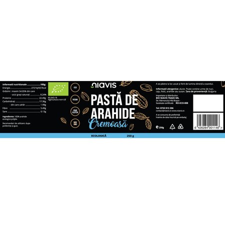 Pasta de Arahide Cremos Ecologic/BIO, 250 g, Niavis 601617