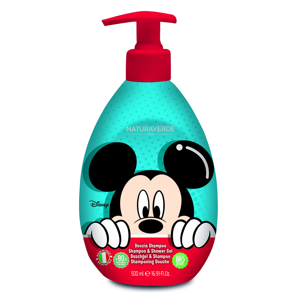 Sampon si gel de dus pentru copii Mickey, 500 ml, Naturaverde