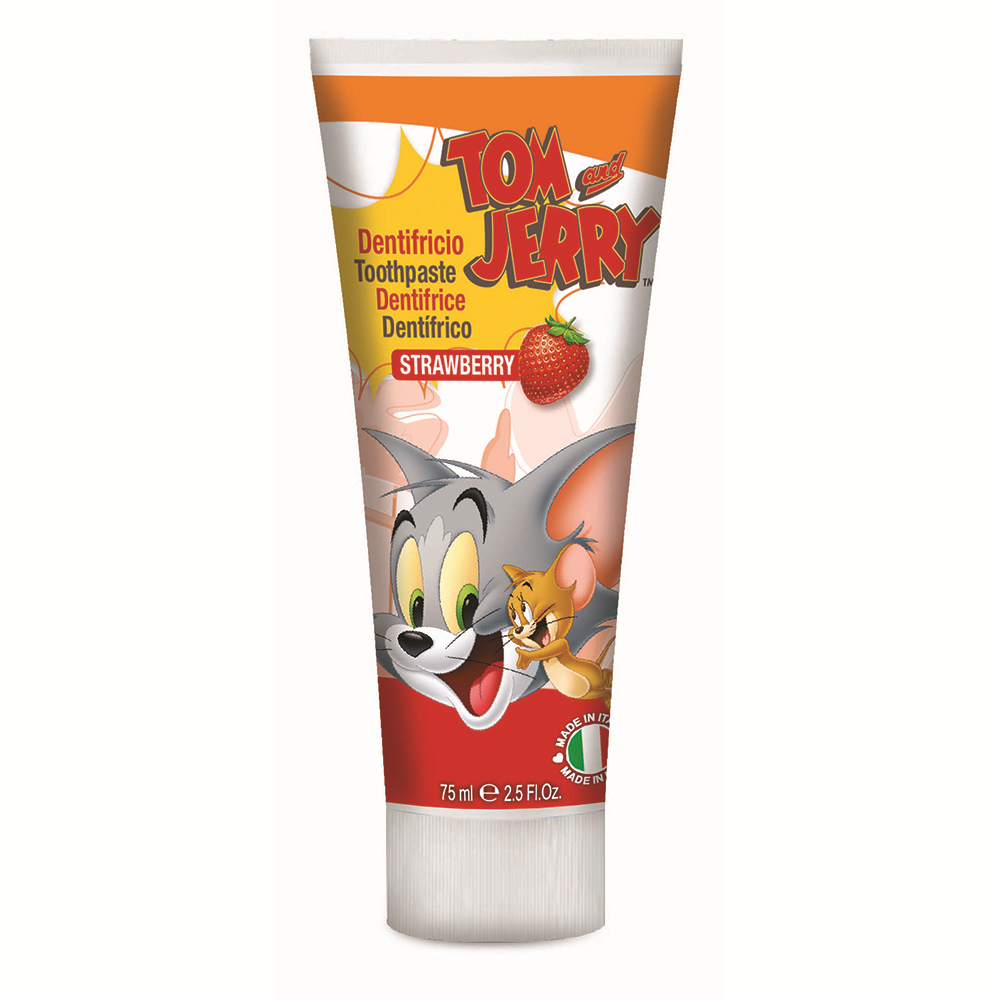 Pasta de dinti cu capsuni Tom and Jerry, 75 ml, Naturaverde