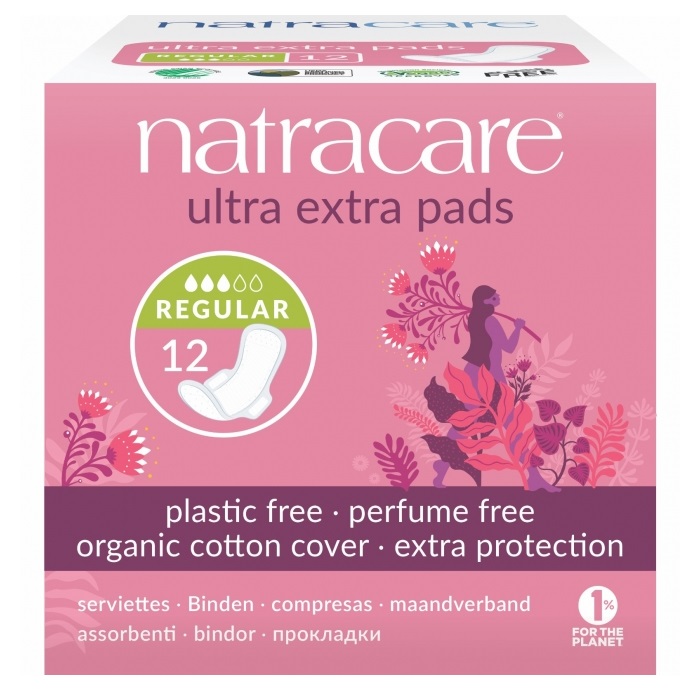 Absorbante de noapte Ultra Extra Regular (3 picaturi), 12 bucati, Natracare