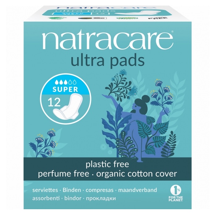 Absorbante cu aripioare Ultra Pads Super, 12 bucati, Natracare