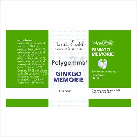 Polygemma 24 Ginkgo Memorie, 50 ml, Plant Extrakt 731941