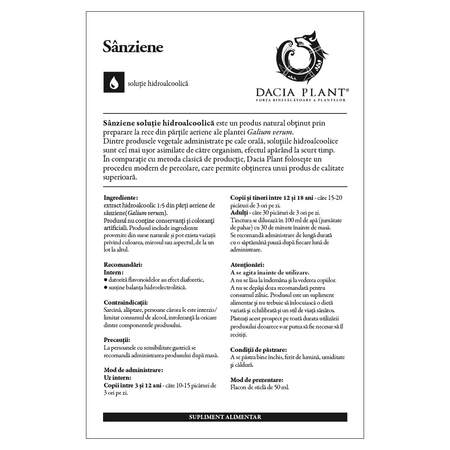 Tinctura de Sanziene, 50 ml, Dacia Plant 593304