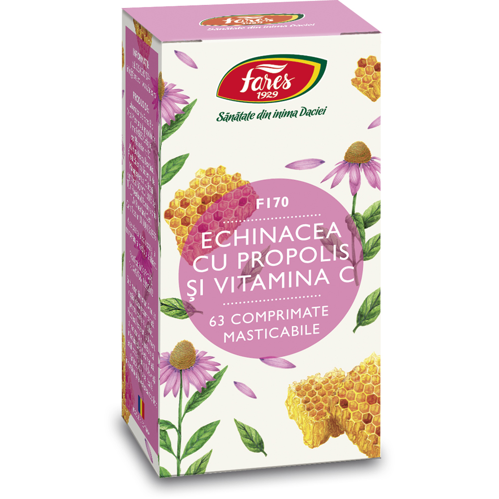 Echinacea cu Propolis si Vitamina C, F170, 60 comprimate, Fares