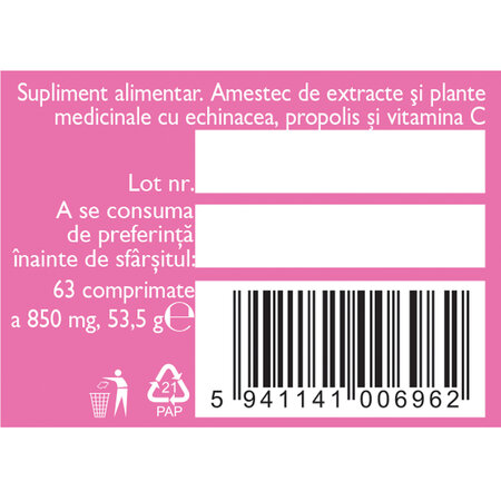 Echinacea cu Propolis si Vitamina C, F170, 60 comprimate, Fares 614155
