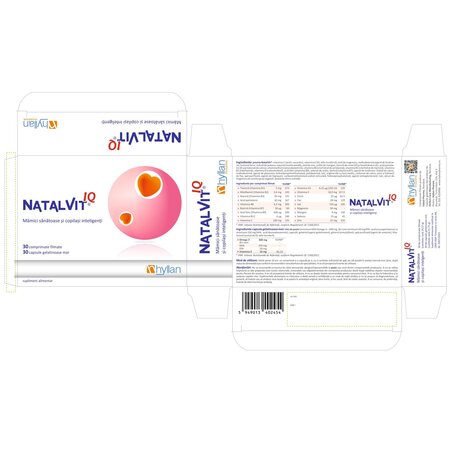 Natalvit IQ, 30 comprimate filmate + 30 capsule gelatinoase moi, Hyllan 702295