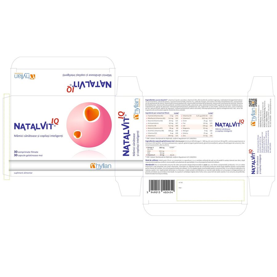 Natalvit IQ, 30 comprimate filmate + 30 capsule gelatinoase : Farmacia ...