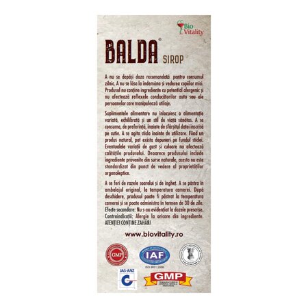 Sirop Balda, 200 ml, Bio Vitality 703612