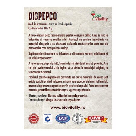 Dispepco, 30 capsule, Bio Vitality 703864