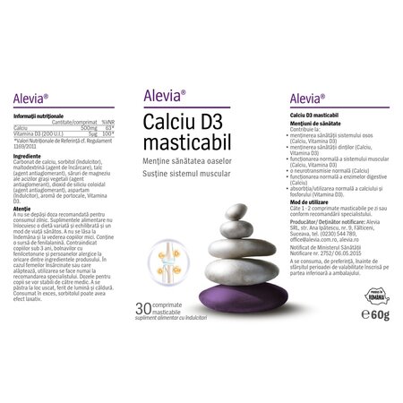 Calciu D3, 30 comprimate masticabile, Alevia 698554